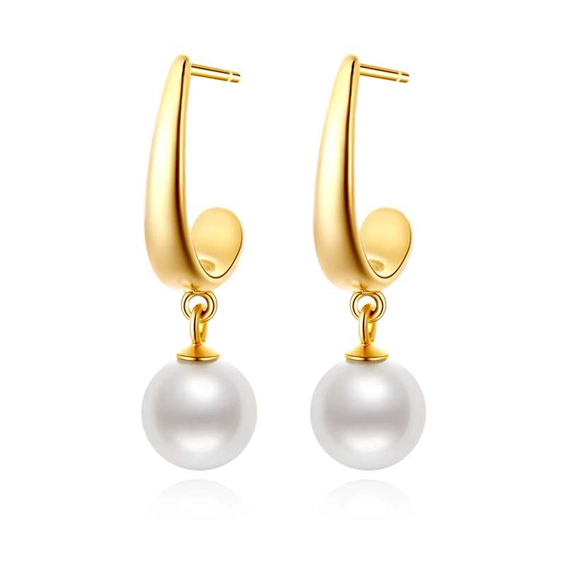 

OEM&ODM Trendy Jewelry 925 Sterling Silver Earrings Luxury Pearl Pendant Chain Gold Plated Earrings