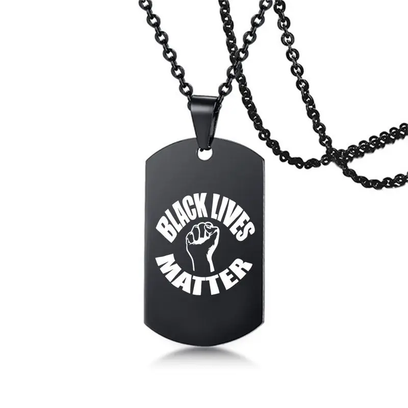 

I can't breathe Black Lives Matter Black we want justice Army Card Stainless Steel Necklace Tag