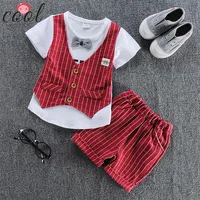 

sides openning t shirt + strip shorts clothing sets soft cotton kids baby boys sports outfit