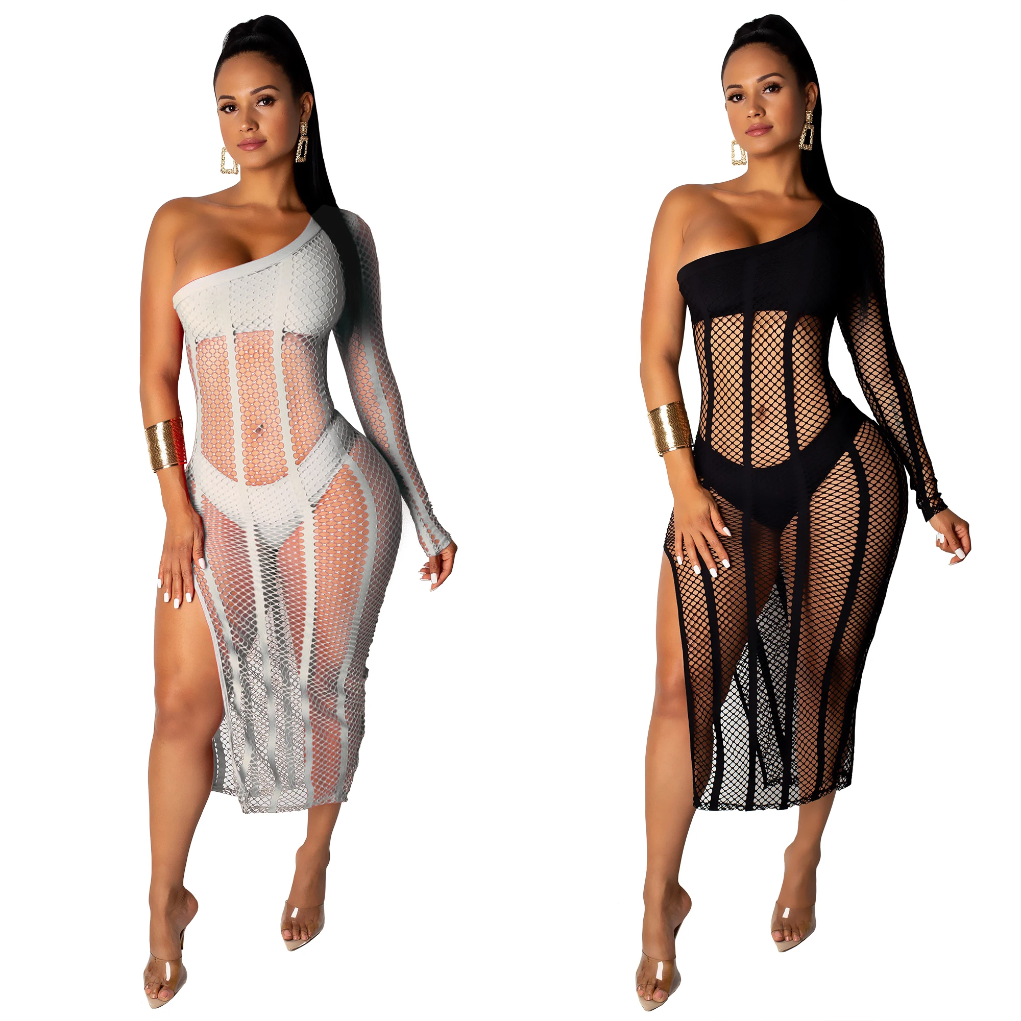 GX555 Women Crochet Mesh See Through Bikini Set Beachwear Cover Up Beach Two Piece Set Women Clothing Dress