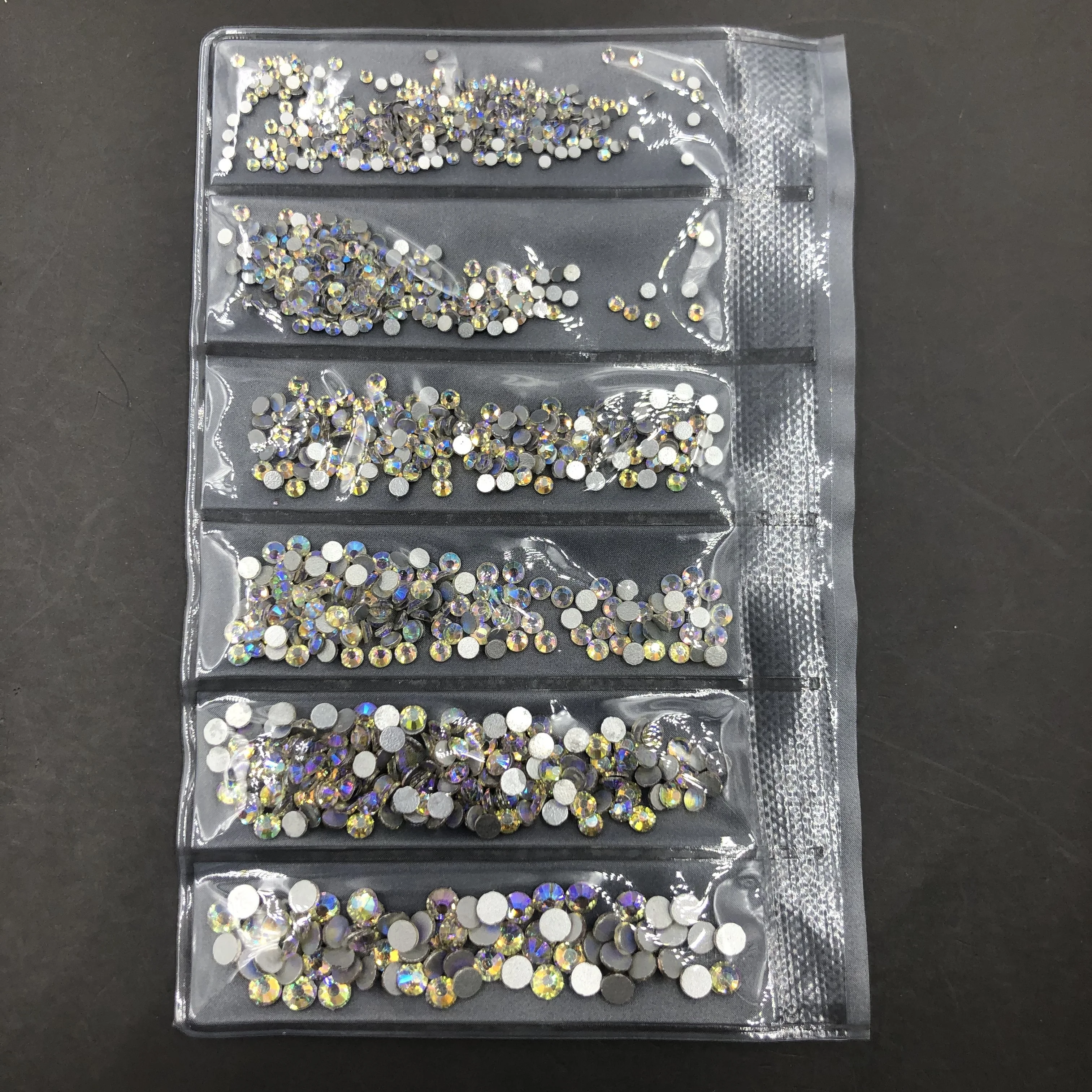 

C&Y Glass Non Hotfix Bulk Flat Foiled Back Nail Stones Bag Box Mix Size Rhinestone