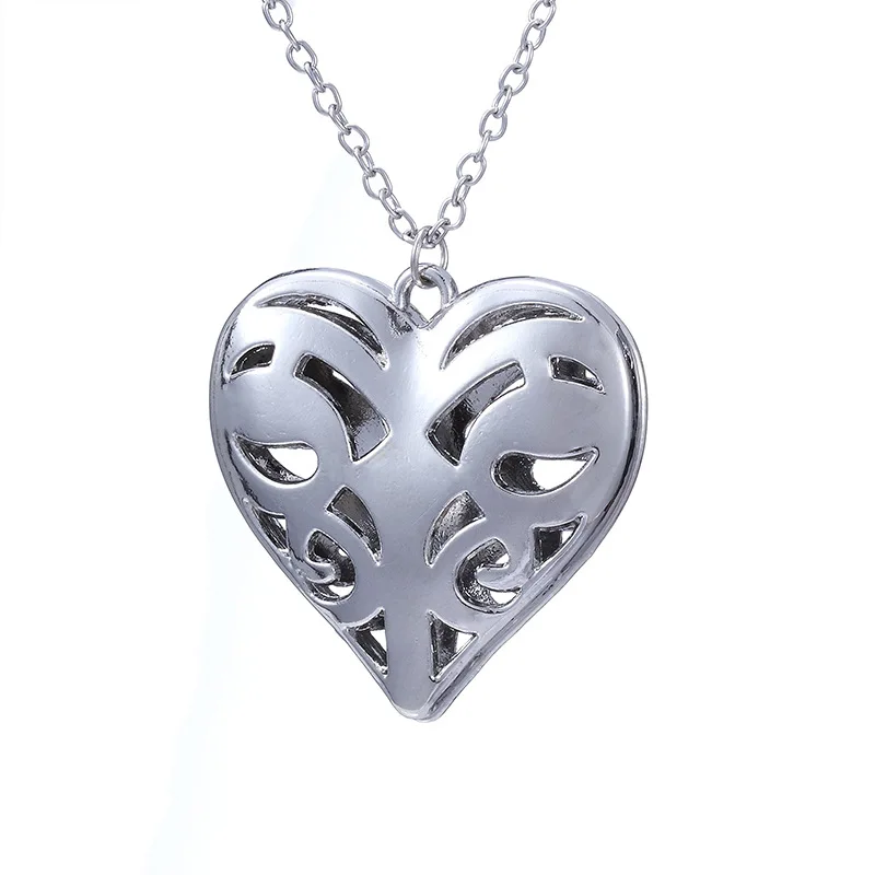 

Hot TV The Vampire Diaries Necklace Hollow Heart Shape Alloy Pendant Jewelry for Women Girls Cosplay Gift, As the picture