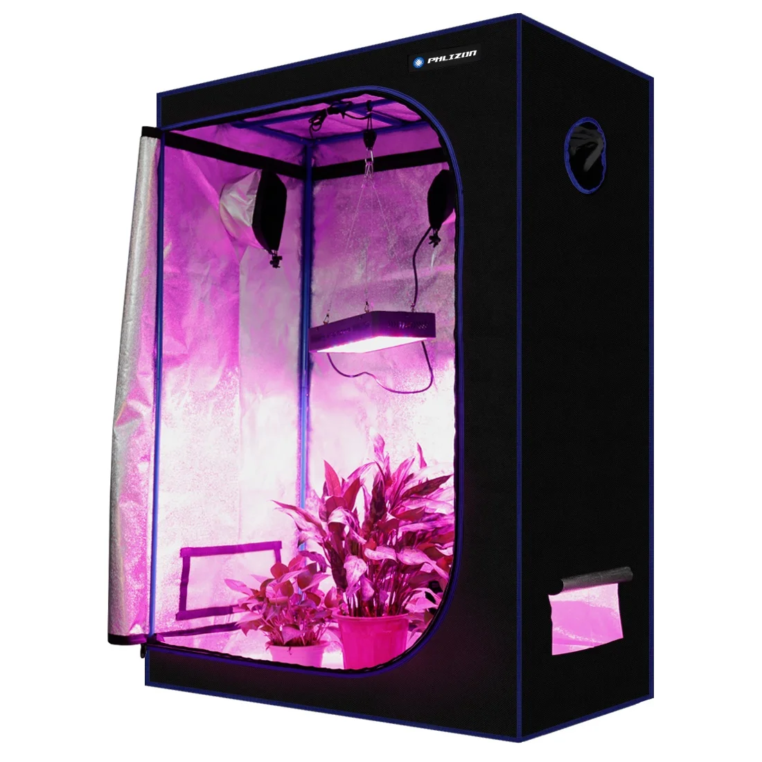

240*120*200cm Phlizon 600D Waterproof Grow Tent Indoor Reflective Fabric Grow Tent Material With Grow Light Kit for Plants