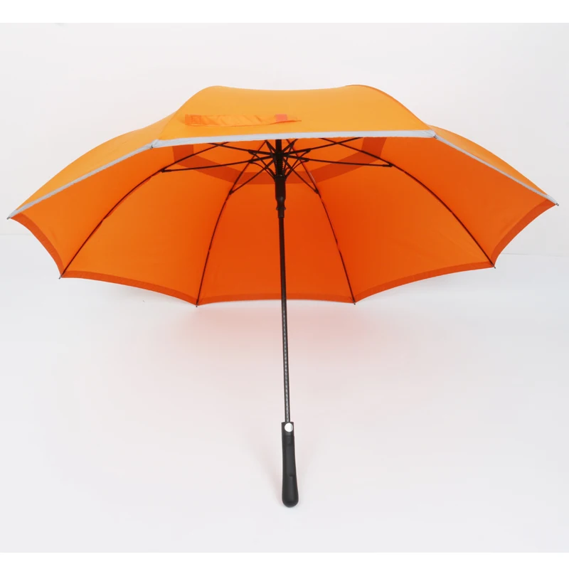 

Cheap Big size Long Golf Umbrella Orange Safety Reflective Straight Umbrella Gift Umbrella