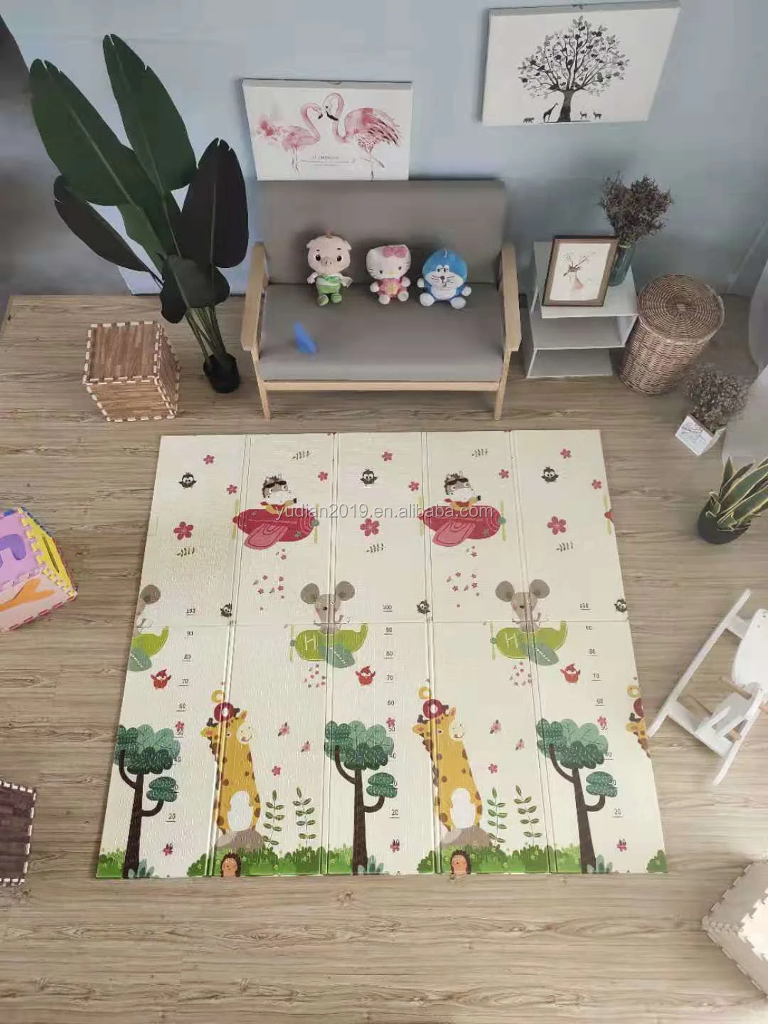 200*180cm Foldable Cartoon Baby Play Mat Xpe Puzzle Children's Mat Baby Climbing Pad Kids Rug