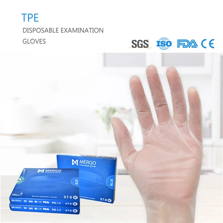 

Household Disposable Examination 100 Pcs Plastic Blue Black PE Cpe Tpe Kitchen Cleaning Dish Washing Food Hand Gloves