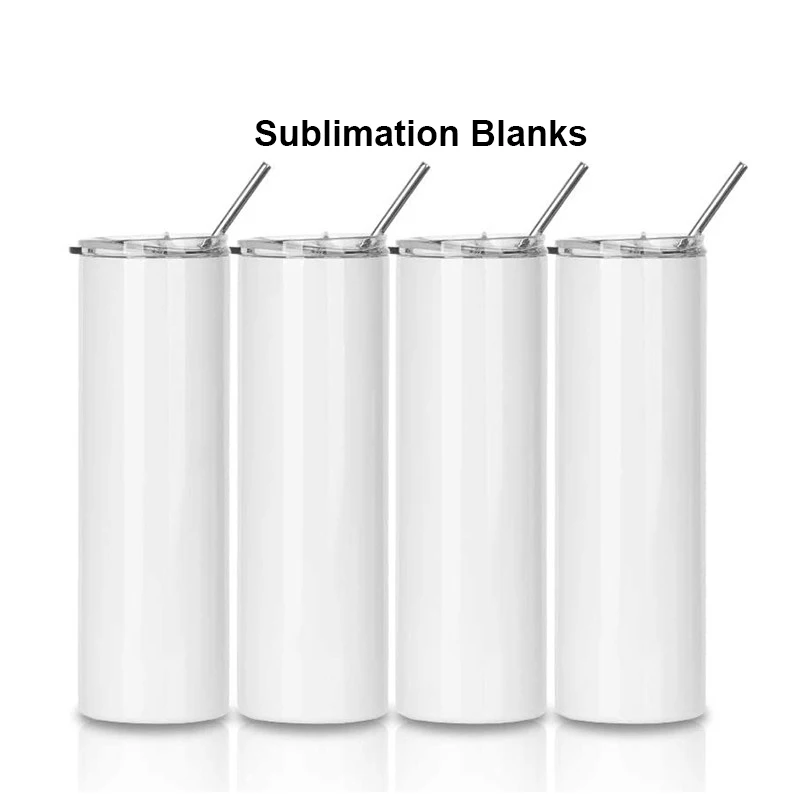 

20oz 20 oz Stainless Steel Vacuum Skinny Tall Straight Press Sublimation Blanks Travel Drink Coffee Cups Mugs Tumblers With Logo, White tumbler for sublimation