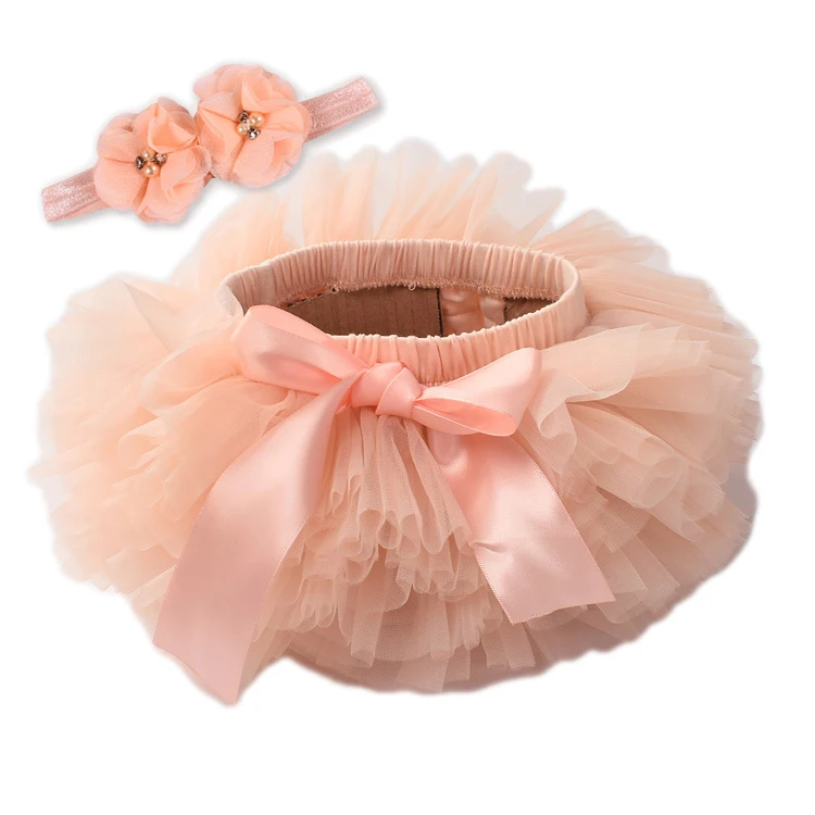 

Wholesale Newborn Baby Girls Shorts Ruffle Tutu Bloomer Set Cotton Ruffles Bloomers, Pink grey