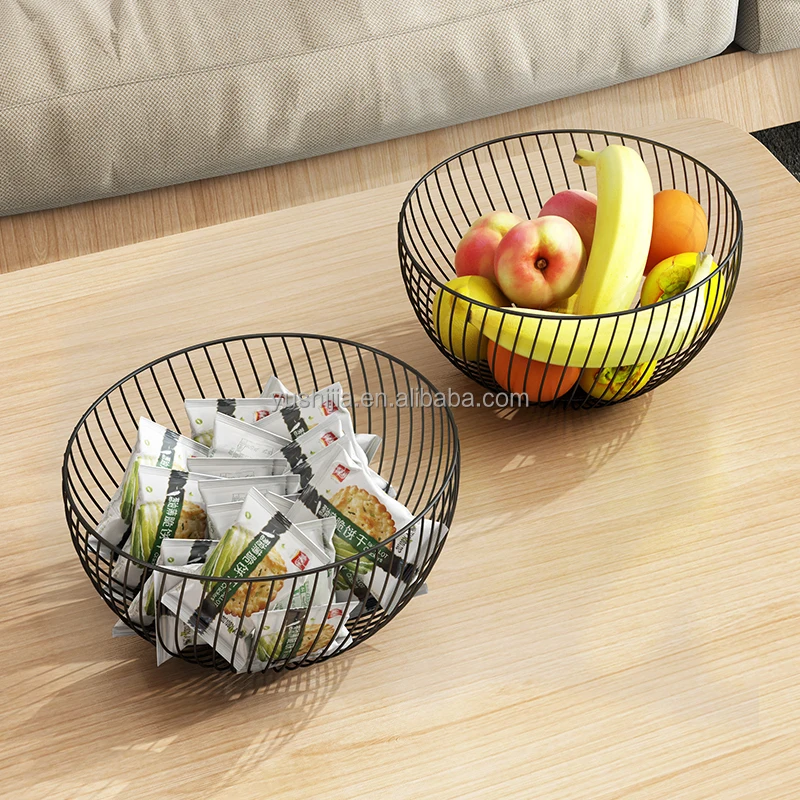 

Yushijia kitchen Hot selling multipurpose snacks storage Fruit Mesh black metal baskets