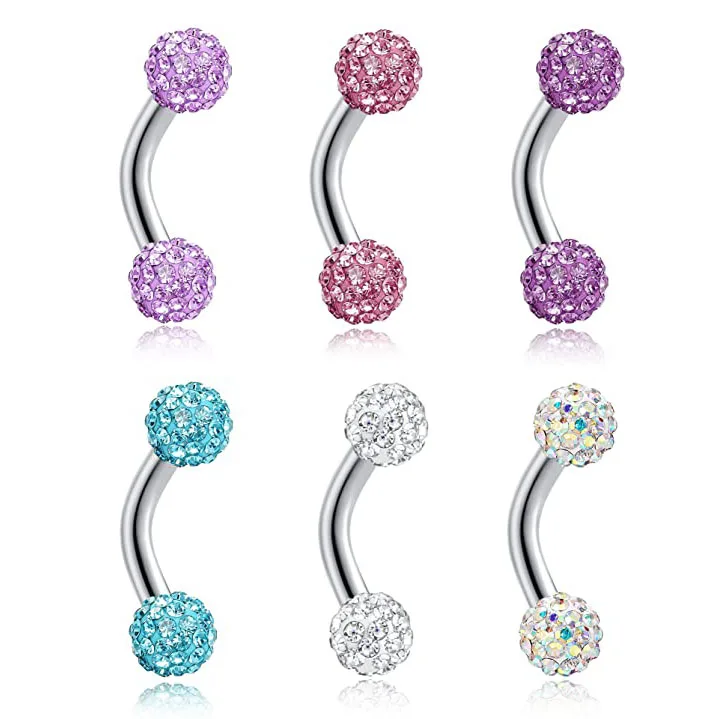 

Stainless Steel 4G 6mm Short Bar Tiny Barbell Body Piercing Jewelry Sexy Rainbow Ball Shaped Barbell Belly Button Ring