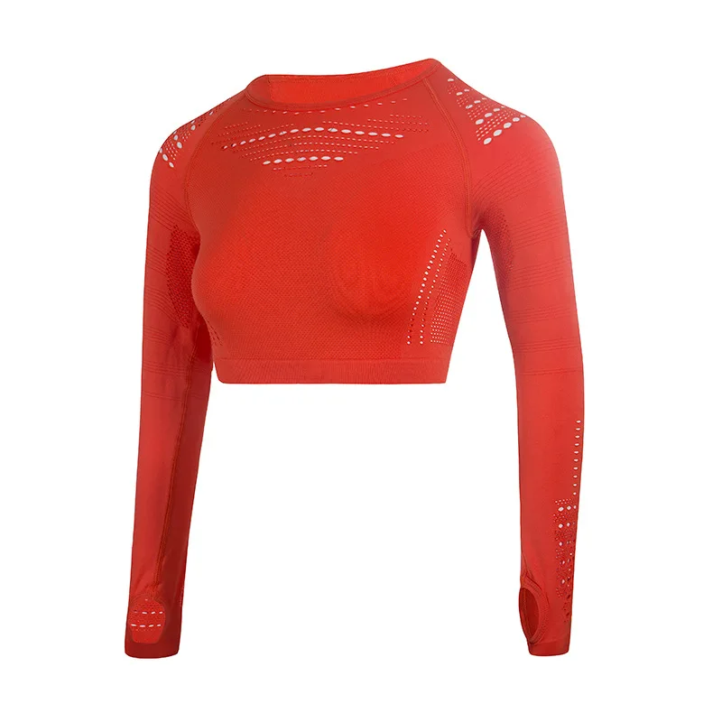 

Fitness yoga thumb hole women seamless yoga crop tops seamless crop top fitness