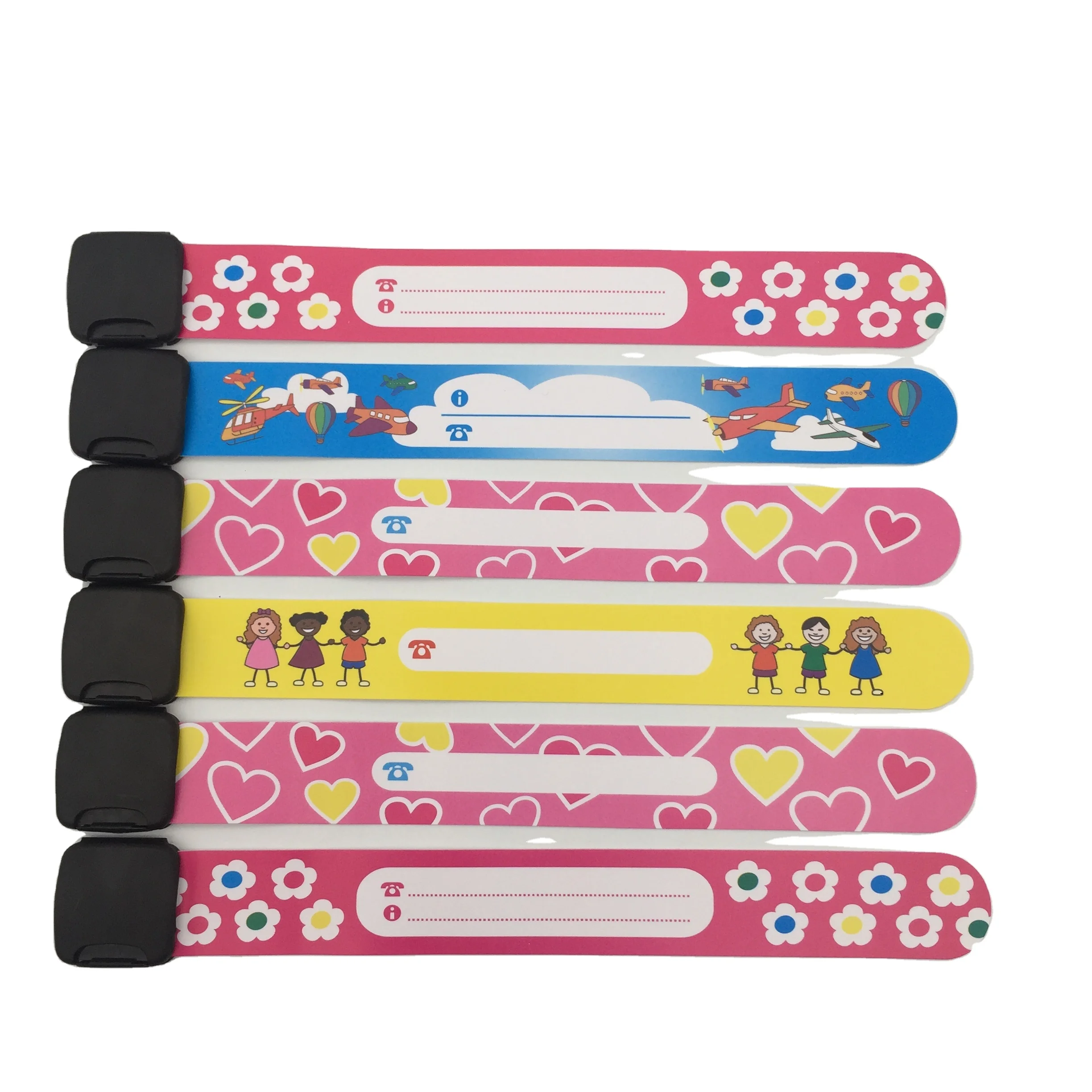 

Hot sale Kids ID bracelet PVC tracking id wristband with customized logo printing in food grade material, Pms