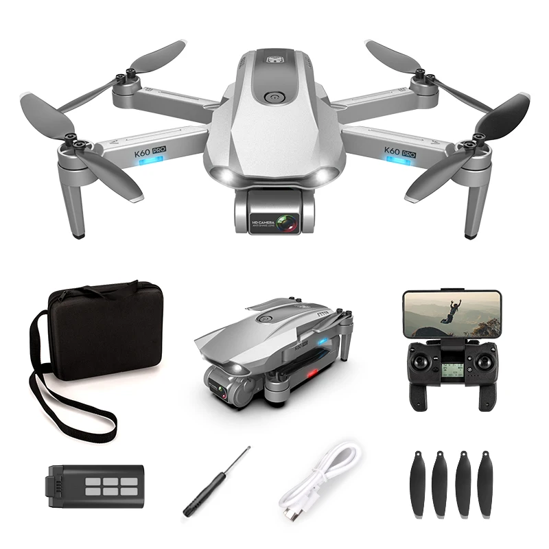 

K60 PRO GPS Drone with camera quadcopter drone 2-Axis Gimbal 6K Wide Angle Camera Brushless drones profesionales, Silver