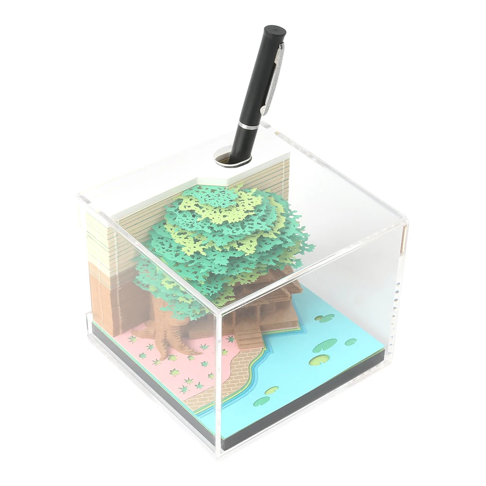 Promotional Customized Rectangular Desktop Sticky Note Set and Acrylic Box Memo Pad With Custom Logo