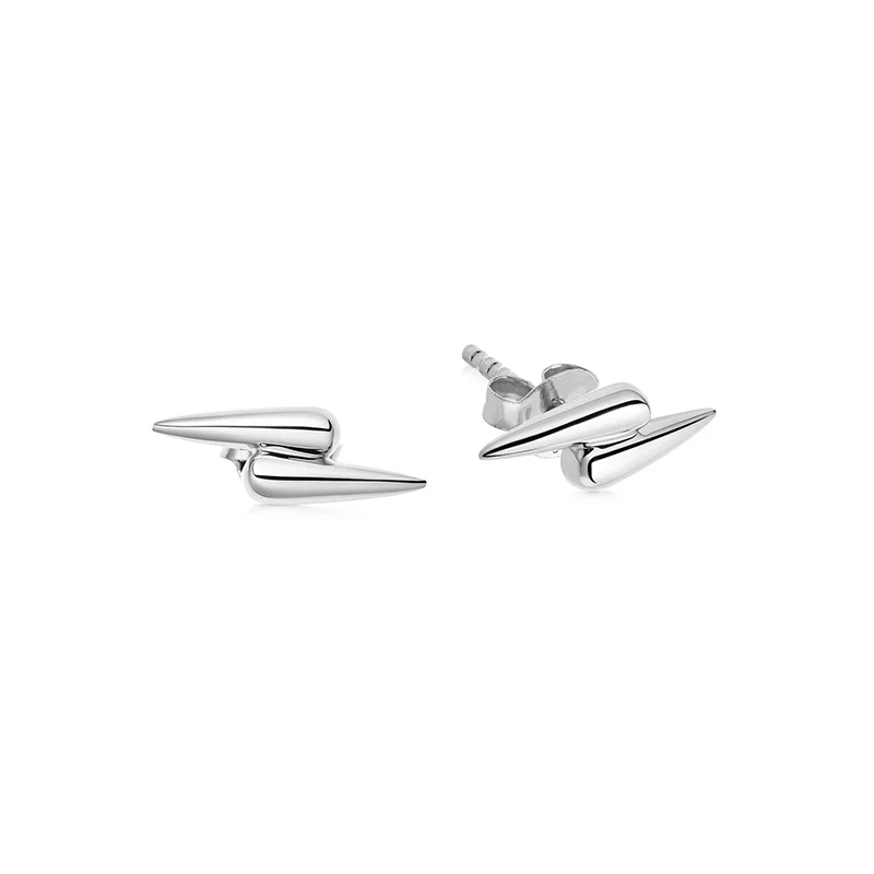 

EU an US S925 Sterling Minimalist Geometric Rivet Lightning INS Silver Stud Earrings