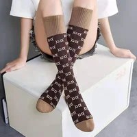 

Autumn winter double G glitter socks fashion trend letter mercerized cotton sock