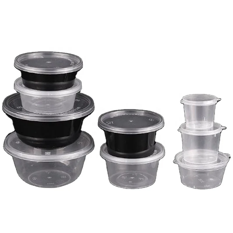 

2OZ Plastic Black or Clear Container With Seperate Lid Sauce Cup