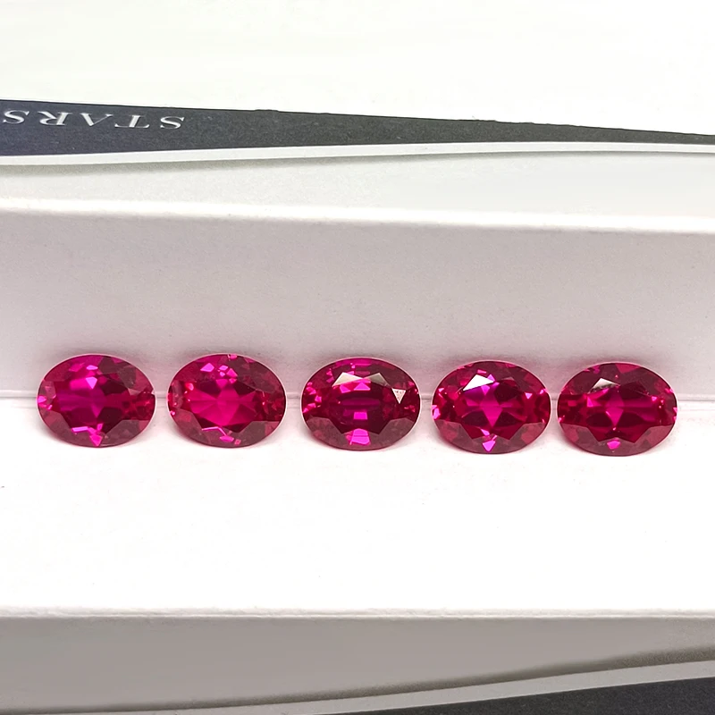 Starsgem Oval Shape Synthetic Ruby Gemstone Natural Cut Blood Red Sapphire Lab Ruby for Jewelry Making