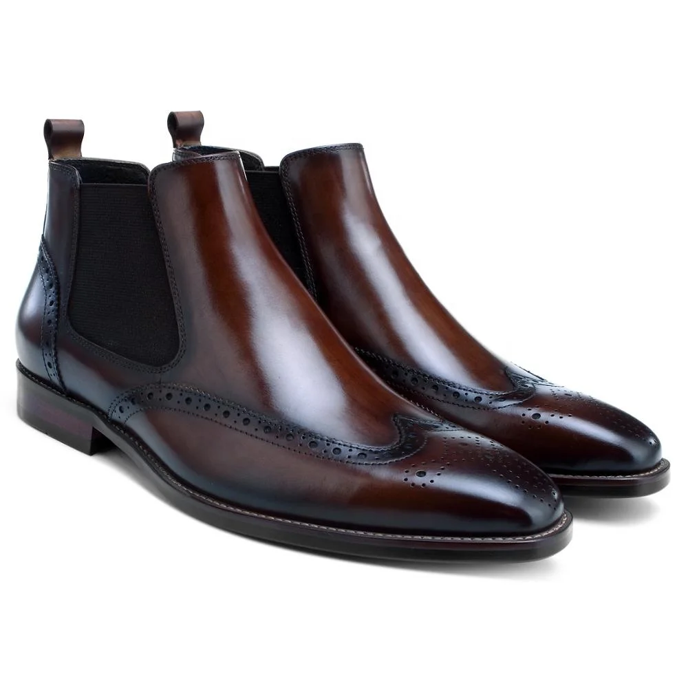 
Whosale Factory Price Men Handmade American Style Dyeing Colors Dress Shoes Genuine Leather Ankle Winter Chelsea Boots 