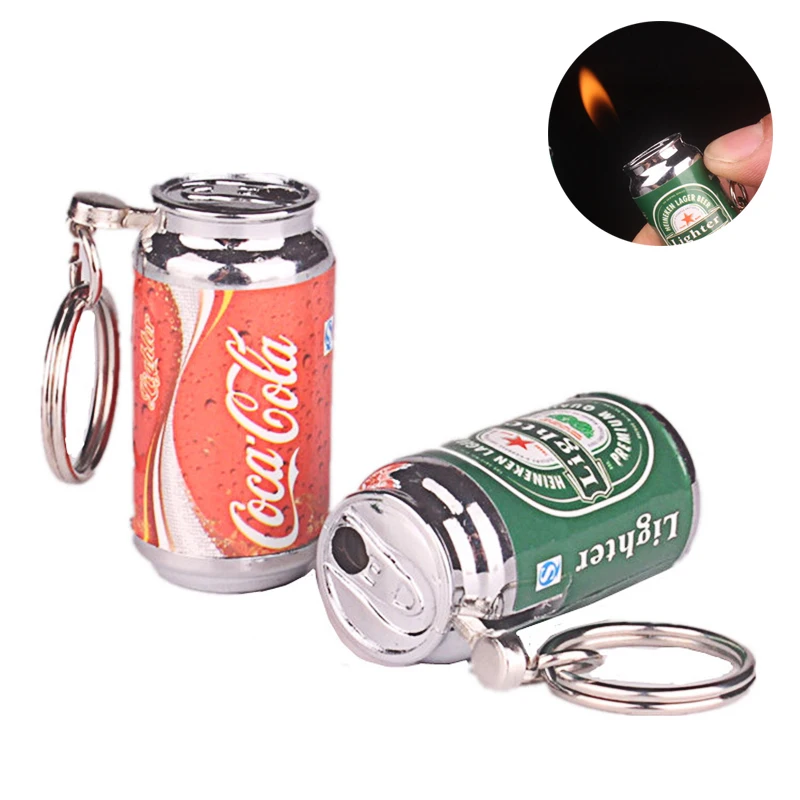

Creative Lighter Keychain Cigarette Lighter Mini Cans Hanging Butane Gas Funny Lighter