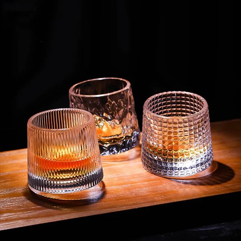 

The 2021 Mini web celebrity swiveled and thickened 160ml whisky glass cups, Transparent