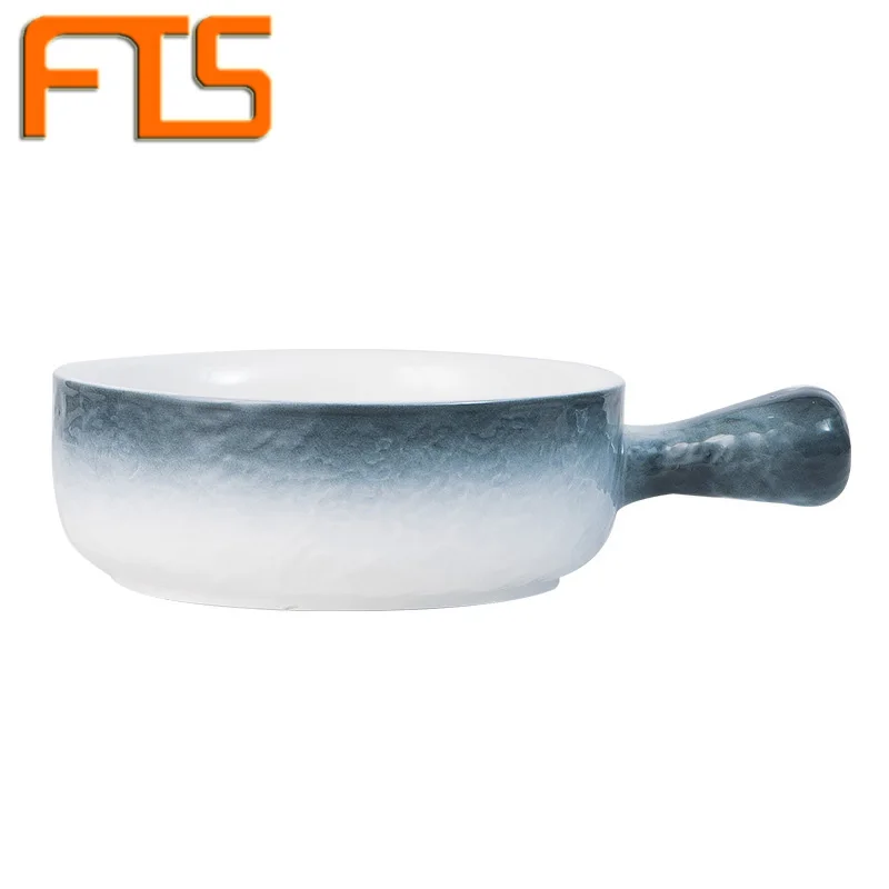 

FTS ceramics soup bowls wholesale with handle food large round nordic style porcelain noodle ceramic bowl