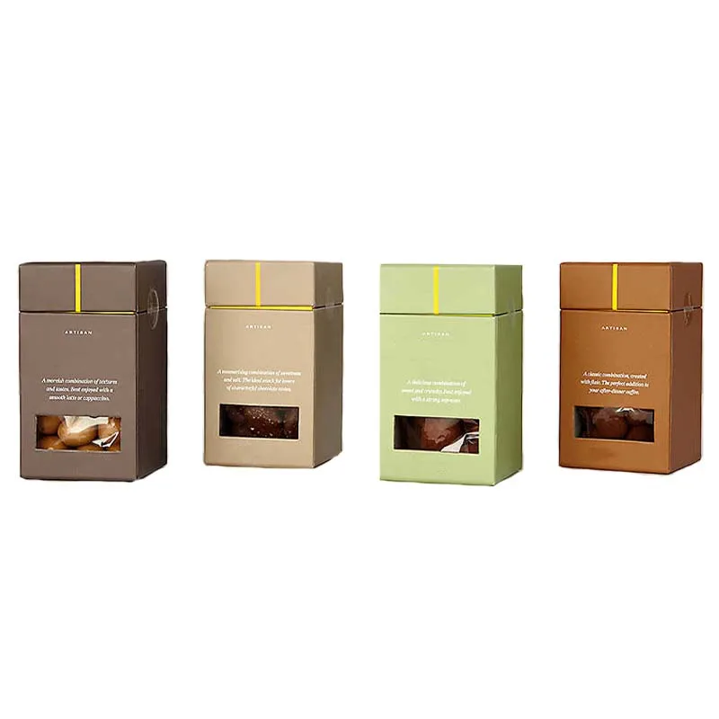 High End Food Box With Transparent Window Rectangular Chocolate Chip Cookie Packaging Box