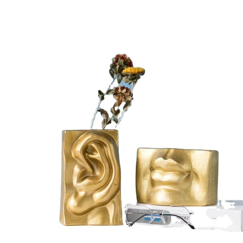 

Amazon Hot Sale Ceramic Vase For Home Decor Human Face Room Decoration Ear Mouth Eye Nose Ceramic Flower Vase Room Decor