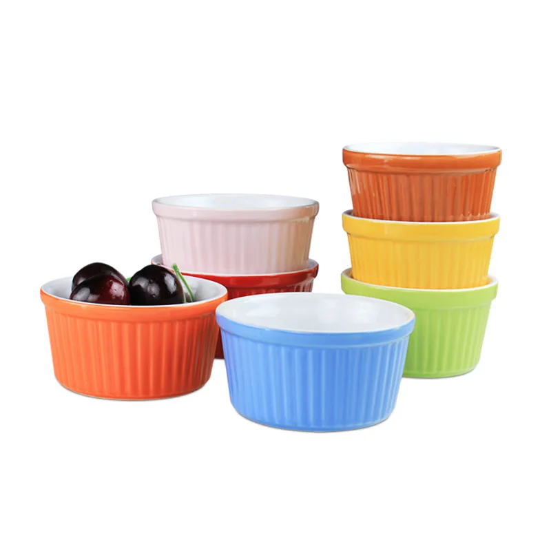 

High Quality French home kitchen round cake ramekin personalized cheap ceramic bakeware Ceramic Bowl Porcelain Ramekin, Customized