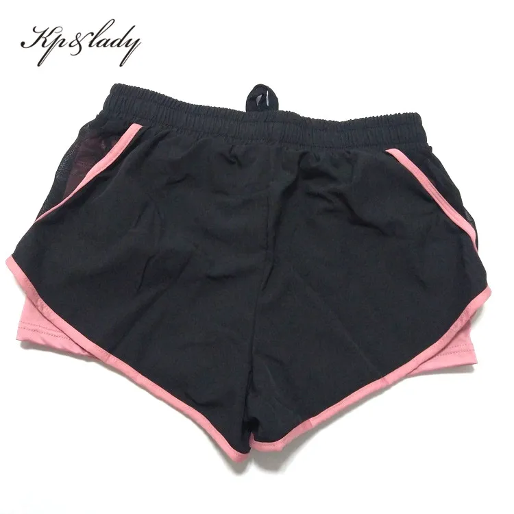 

Female Anti-Walking Pants Running Fast Dry Two Sports Shorts Colored Mesh Pocket Fitness Yoga Pants, Custom color