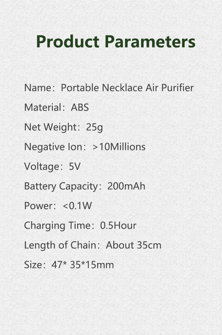 Customize LOGO Necklace Personal Anion Usb Outdoor Ion Smart Wearable Mini ionization rechargeable Portable Air Purifier