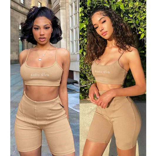 

Free Shipping New Solid Color Embroidered Set Shorts 2 Piece set Sports Fitness Set, Customized color