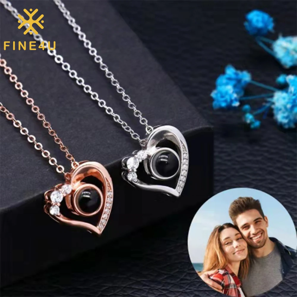

Valentine'S Day Gift Couple Lover Jewelry 925 Sterling Silver Projection I Love You Necklace 100 Languages
