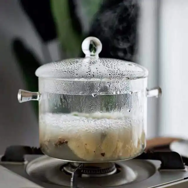 
Heat Resistant Thickening Glass Borosilicate Glass Cooking Pot with Cover 
