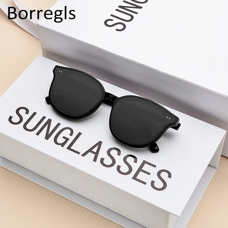 

Borregls Acetate Round Sunglasses Retro Men Women Sunglasses Vintage Coating Mirrored UV400 with Nylon Lens Lang Korean Style