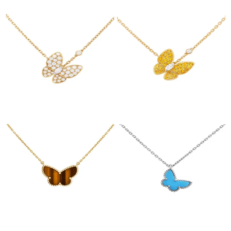 

18K gold fashion women's luxury diamond Butterfly pendant high-end women's necklace
