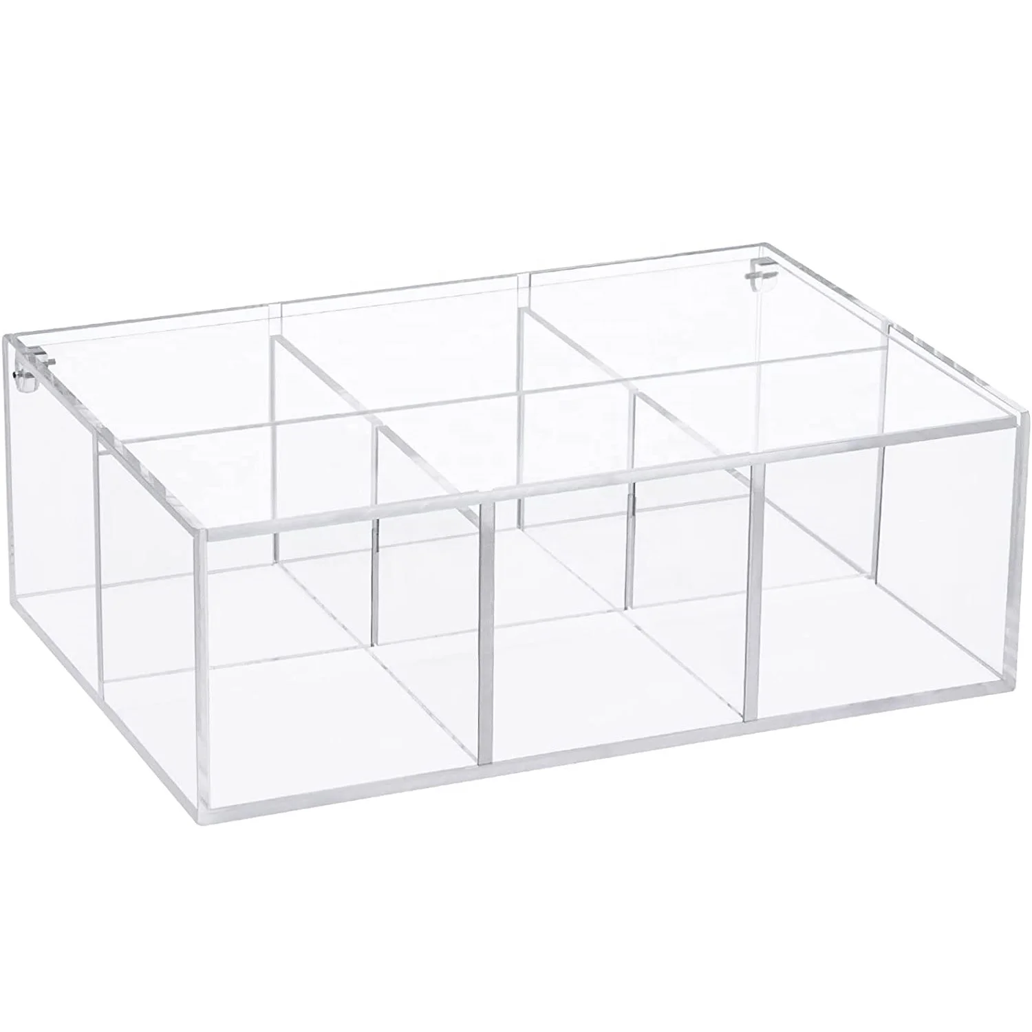 

Clear Acrylic box Holder with Lid 6 Section Drawer Box Organizer Compartment Desk Cube Contain for Jewelry Candy Coffee Make Up