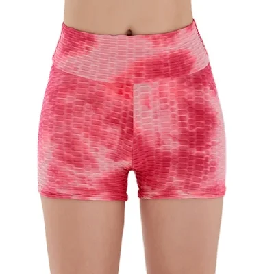 

summer yoga sports shorts women high waist compression tie dye yoga shorts, Printed