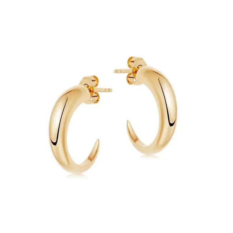 

Fashion Stainless Steel Jewelry 18K Gold Plated Ox Horn Elegant Temperament Simple Earrings