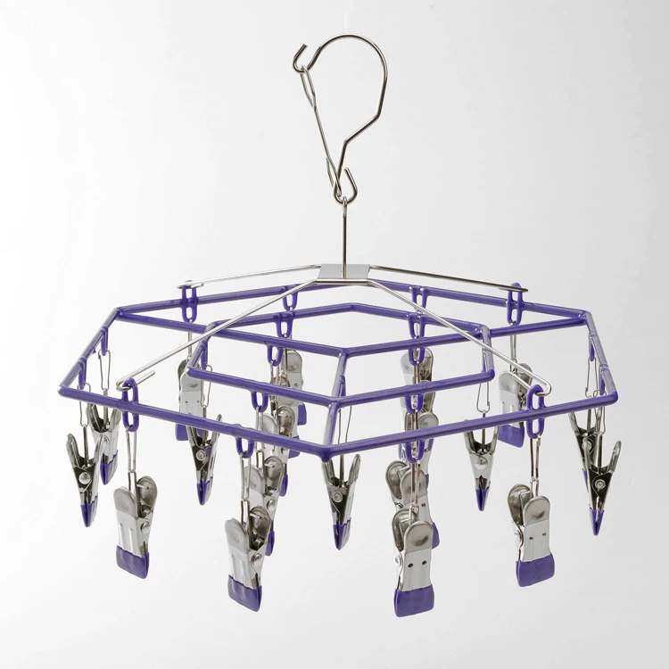 

Stainless Steel Underwear Socks Windproof Drying Rack Shorts Underwear Drying peg Hanger With Clips, Blue or others