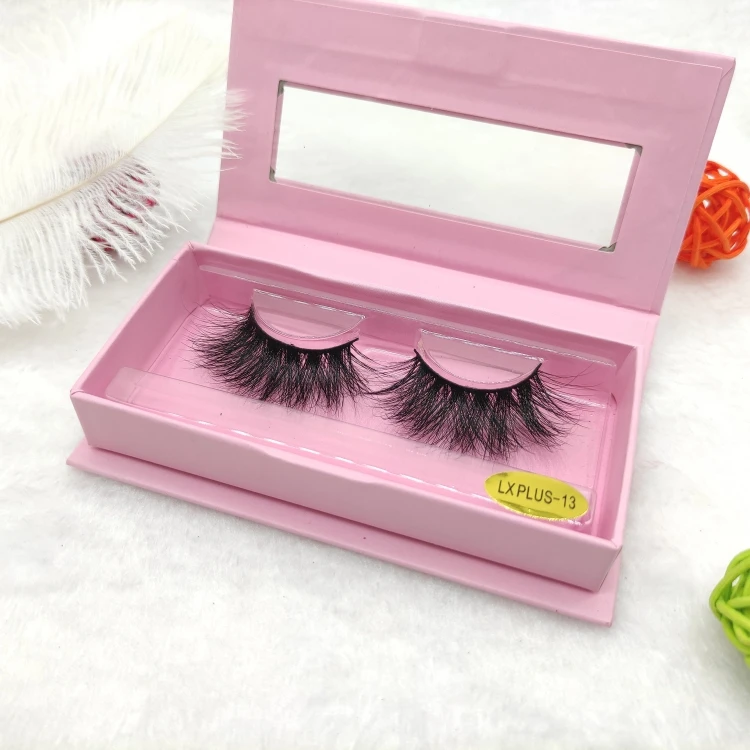 

3d 5d natural fluffy dramatic mink long eyelashes and packaging 25mm mink eyelashes, Black