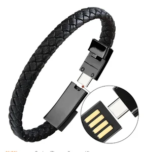 2.1A USB C Phone Charger Leather Bracelet