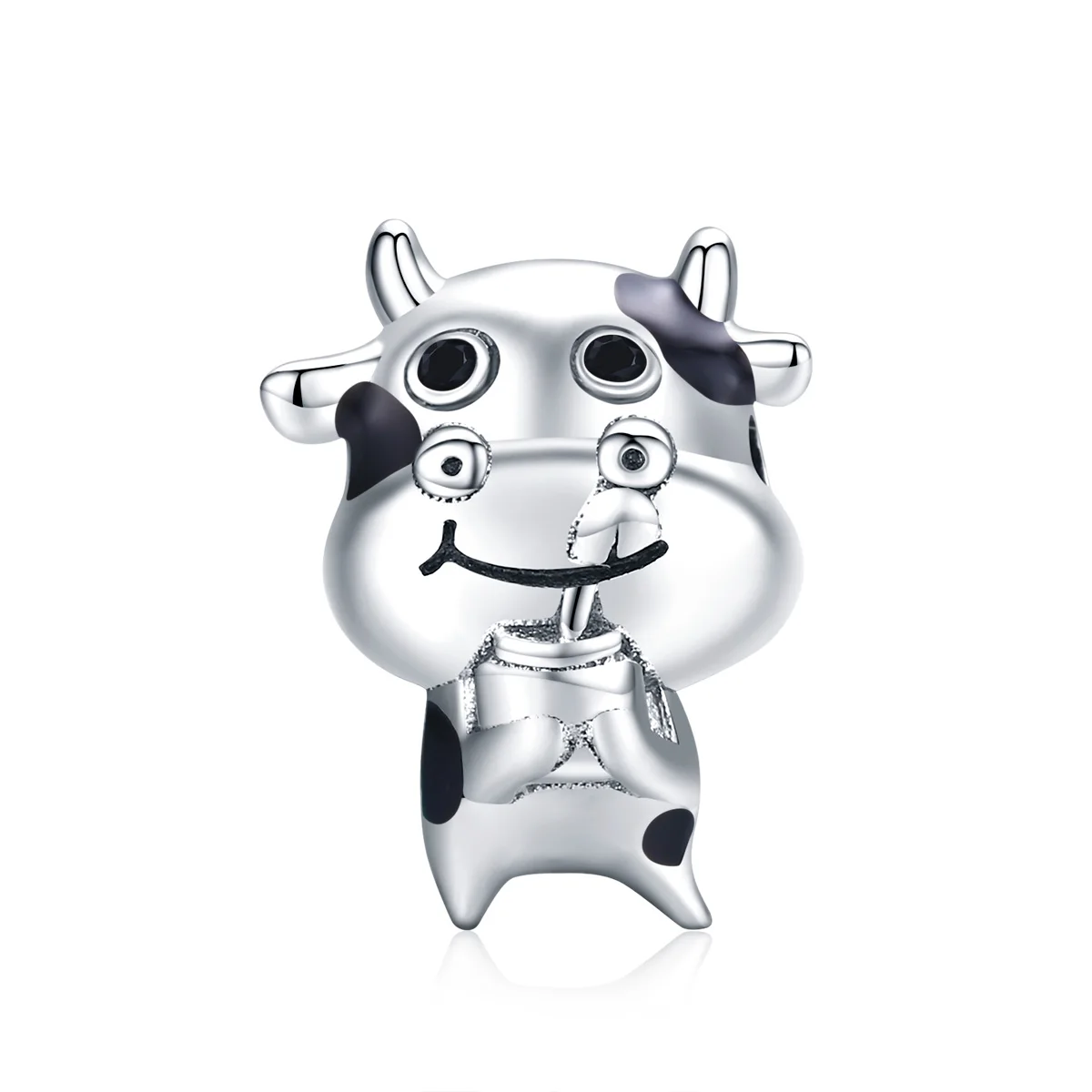 

BAMOER Little Cow Metal Beads for Women Jewelry Making 925 Sterling Silver Red Enamel Charm fit Original Bracelet DIY SCC1574