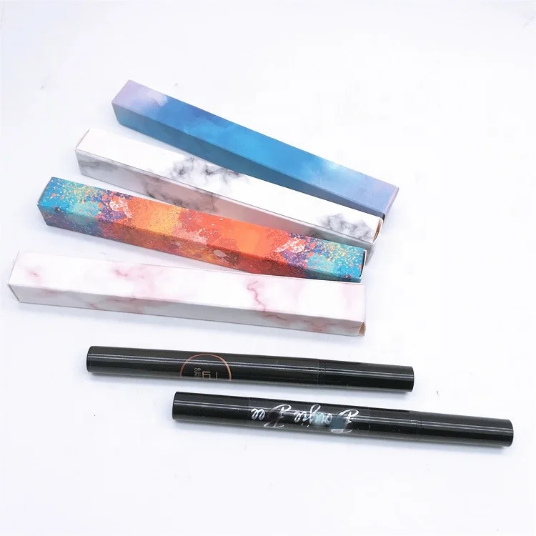 

2021 new style private label sticky eyelashes adhesive eyeliner glue pen with paper box no magnetic no glue lash liquid eyeliner, Black color