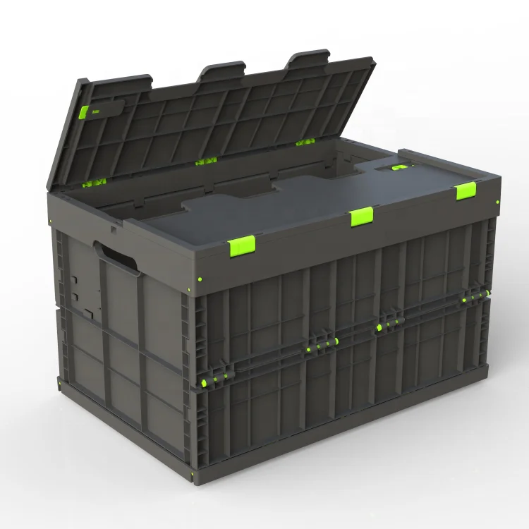 

OEM black Anti Dust big size Moving Crate for Logistics center express foldable shipping crates plastic collapsible storage box, Black or customize