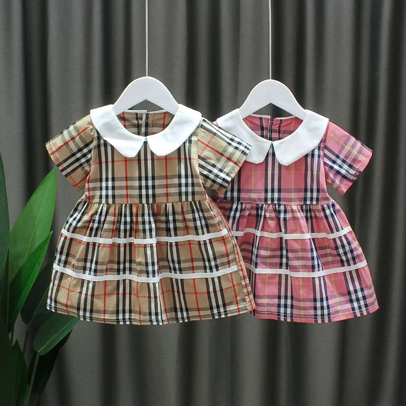 

pink kids romper plain luxury clothes toddler summer clothing dresses baby girls