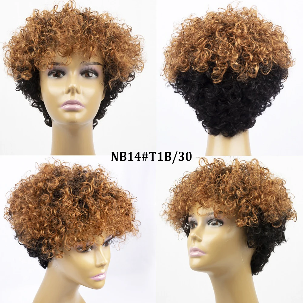 

Short Cheap Price Human Hair Lace Wigs Natural Color Wavy Curly Wig T1B/30 Brazilian Hair Virgin Wigs 100% Human Hair Wholesale