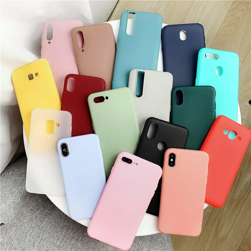 

For iPhone 6S 7 8 XS XR 11 12 Pro Max Frosted TPU Solid Color Thin Phone Case Soft Cell Phone Protective Mobile Cover