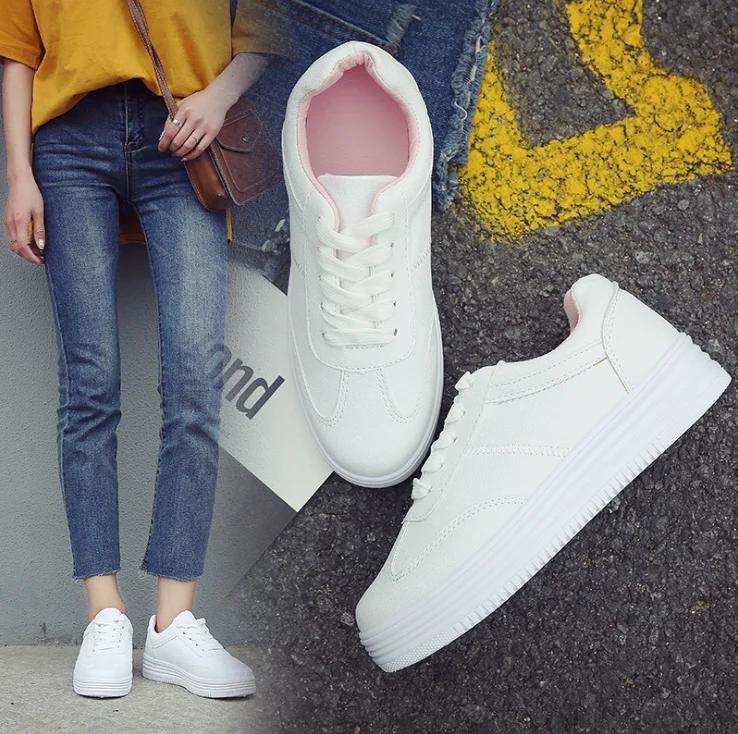 

cy20133a Casual Women Shoes Women Sneakers 2019 New White Sport Shoes Female Breathable Students Walking Sport Female Shoes, Pink, white brown, white