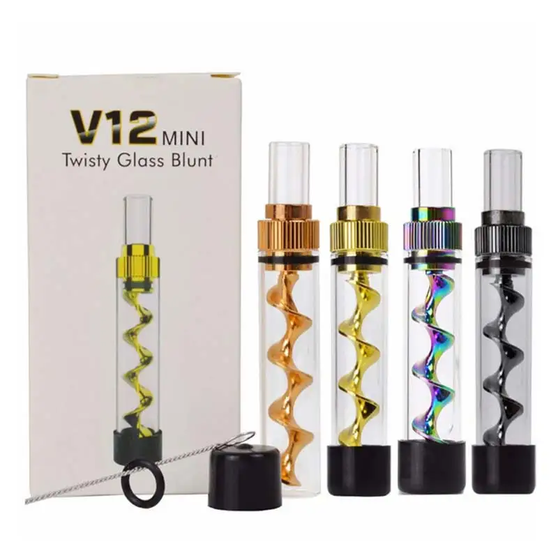 

Mini Portable Glass Smoking Pipe with Spiral New Design Tobacco Tube Smoke Accessories for Herbal Cigarettes Tool 2021 New, Black, gun color, gold, rose gold, rainbow color, silver